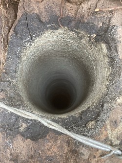 4” drill hole solid rock