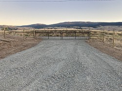 24’ gate opening, driveway, culvert and 48” graduated fence