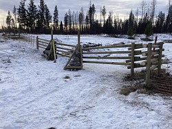 Zero ground disturbance high pressure gas line, post and rail panels, cattle guard and slip wire gate